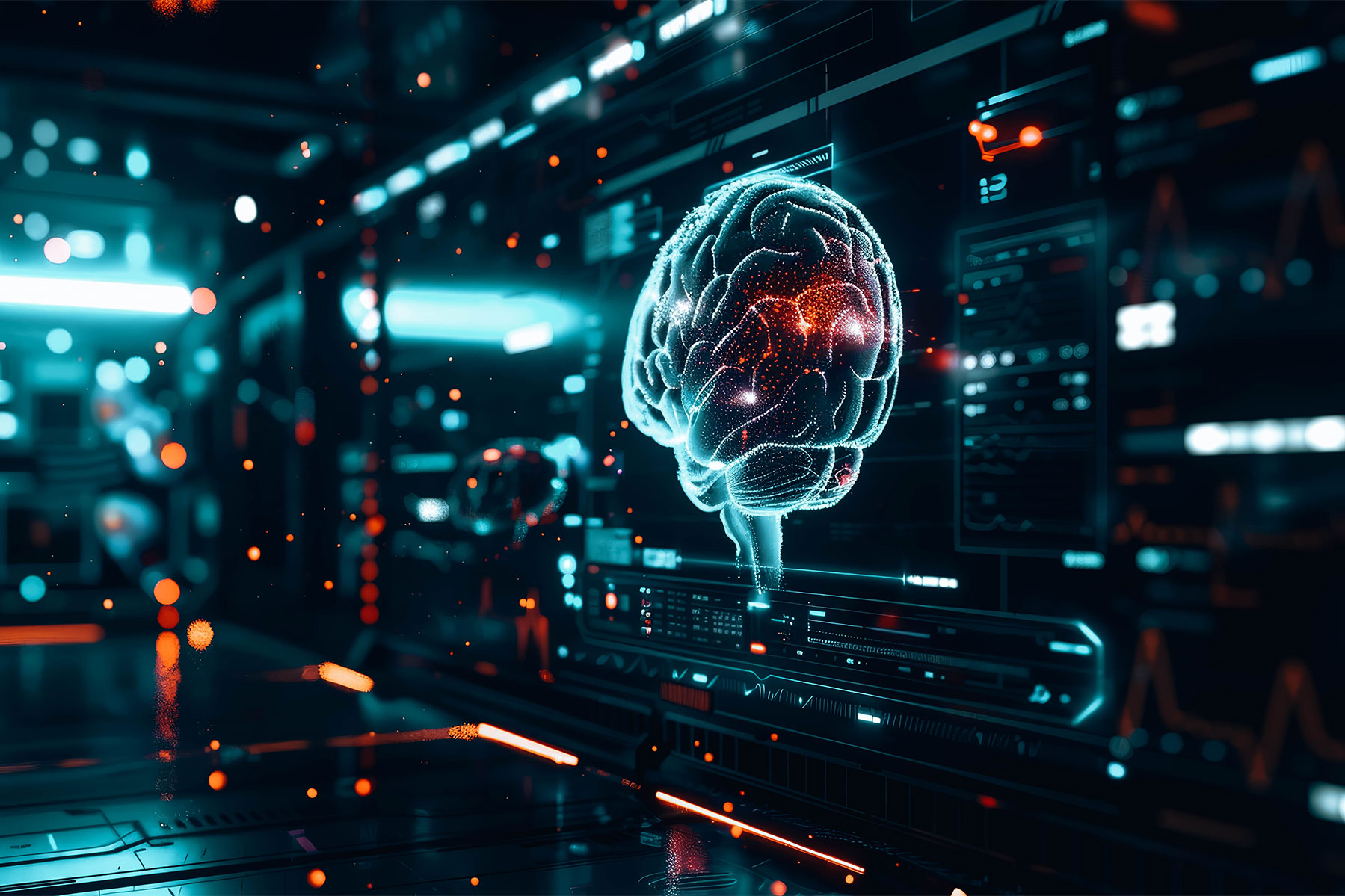 Artificial intelligence neural network visualization representing machine learning and deep learning systems developed by Randley Morales