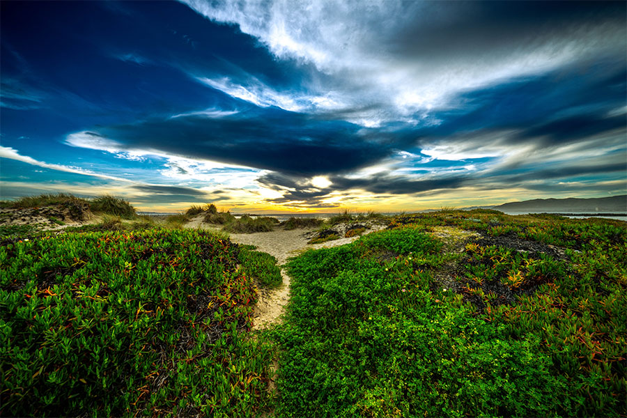 Coastal sunset photography in California at Ventura Key with long exposure effect
