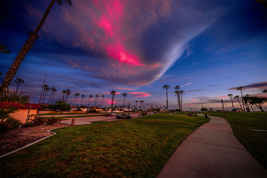 Coastal sunset photography in California at Ventura Key with long exposure effect