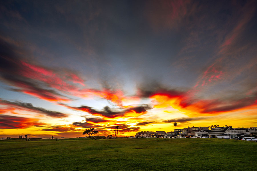 Coastal sunset photography in California at Ventura Key with long exposure effect